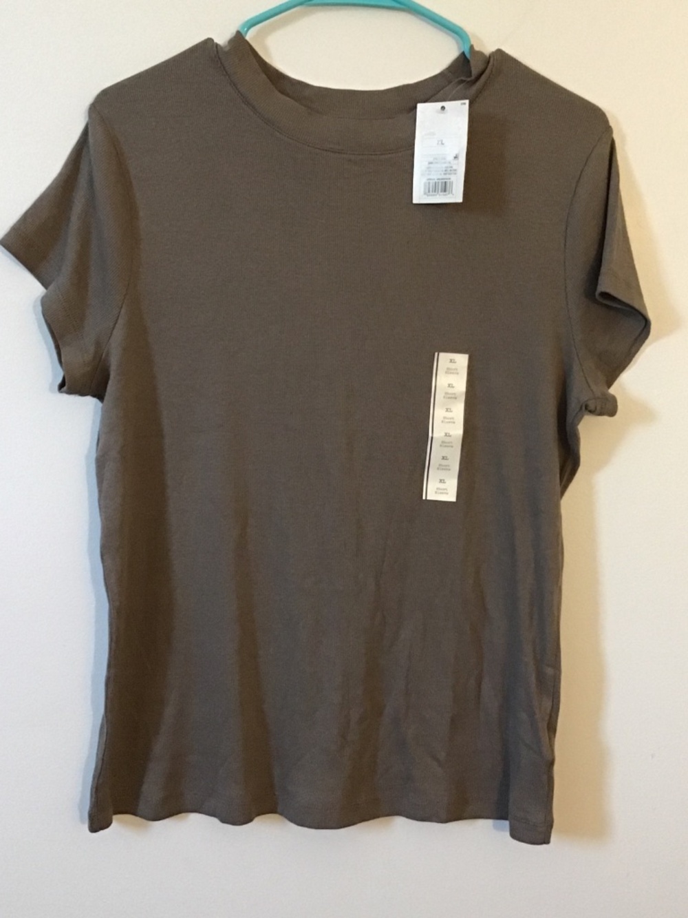 A New Day Womens Brown Ribbed Short Sleeve T-Shirt Size XL